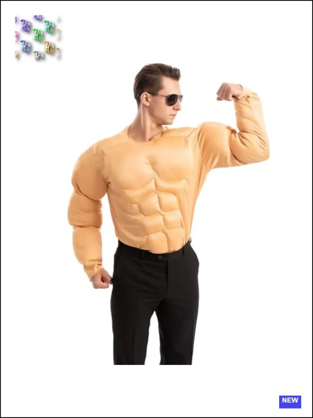 Men's Muscle Suit Halloween Costume Bodybuilder Shirt Cosplay Role Play